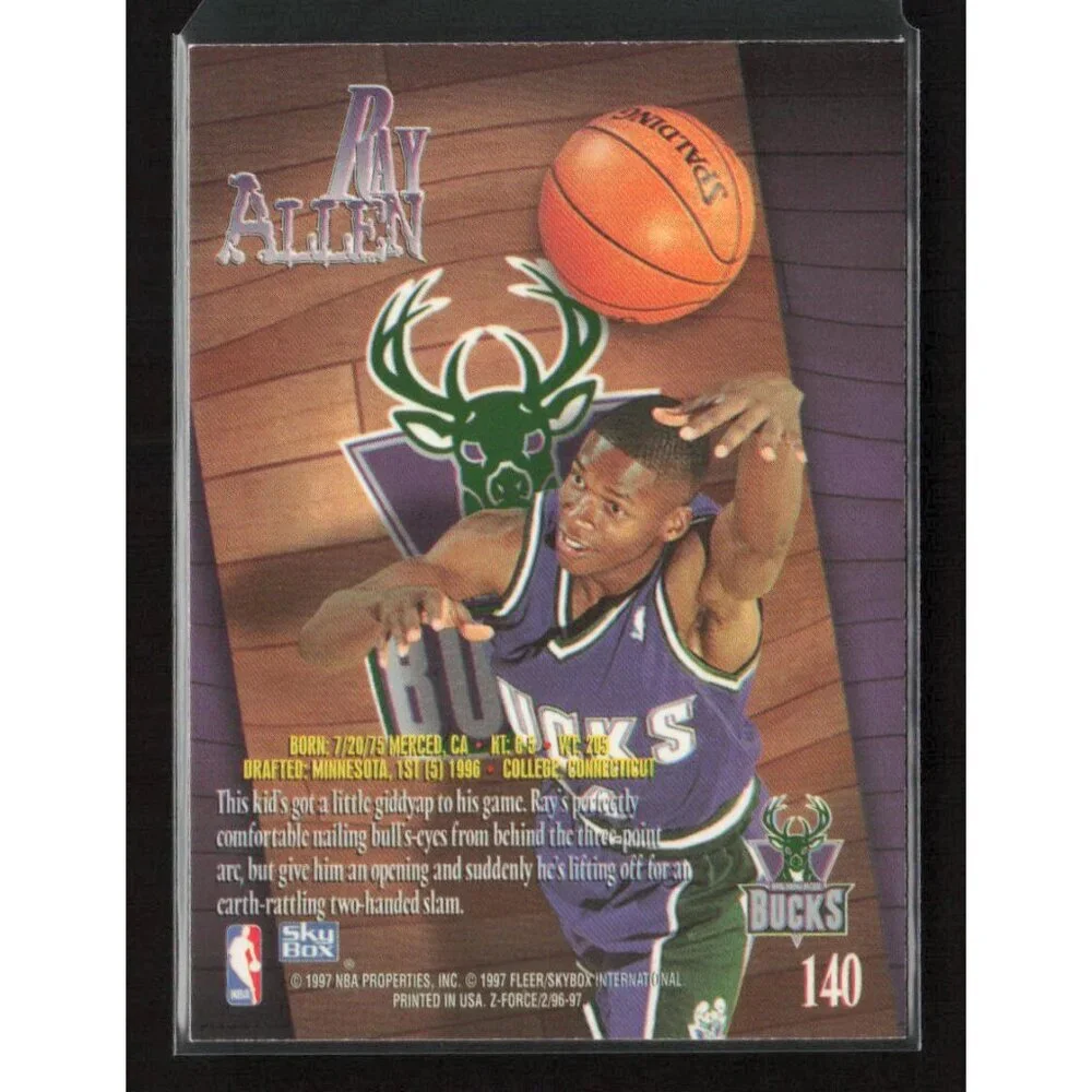 1996-97 SkyBox Z-Force #140 Ray Allen Milwaukee Bucks Rookie